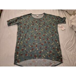 Nwt LuLaRoe Irma Tunic Large Shirt Top Multicolor Hi-Lo Teal Blue Floral Boho